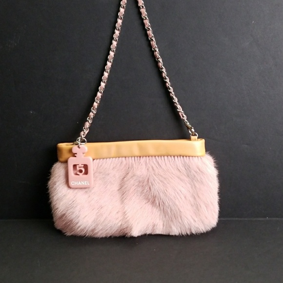 pink fur clutch bag